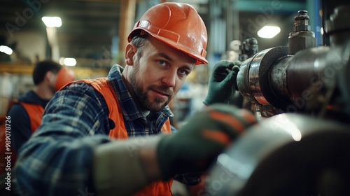 Industriearbeiter führen Maschineninspektionen auf Sicherheit und Effizienz durch