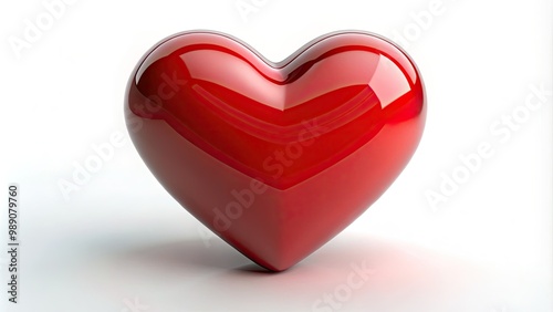 A beautifully rendered, isolated, bright red 3D heart shape with a subtle glossy sheen, symbolizing love, affection, and passion, against a pure white background.