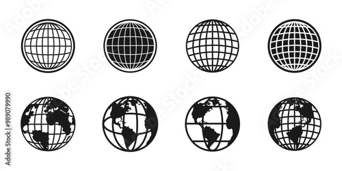 Globes with World Maps. Earth Vector Icons. Earth icon. Globes. Earth Globe with continents. Globe. Earth Globe. Vector illustration