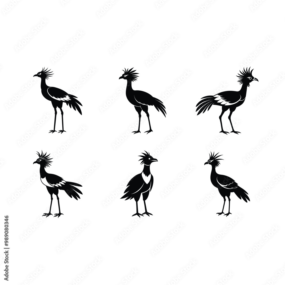 Obraz premium Secretary Bird Generative AI Vector and Line Art Design Illustration