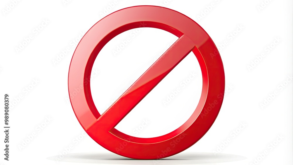 A bold, red circle with a diagonal line through it, universally indicating prohibition or refusal, isolated on a white background with a subtle gradient effect. A bold, red circle with a diagonal line through it, universally indicating prohibition or refusal, isolated on a white background with a subtle gradient effect.