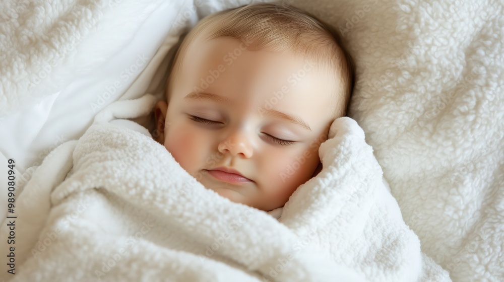 Gelassenheit für Neugeborene: friedliches Baby in kuschelige Decke gehüllt für Geburtsanzeige oder Kinderzimmerdeko Gelassenheit für Neugeborene: friedliches Baby in kuschelige Decke gehüllt für Geburtsanzeige oder Kinderzimmerdeko
