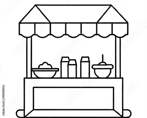 Snack stand vector line art style