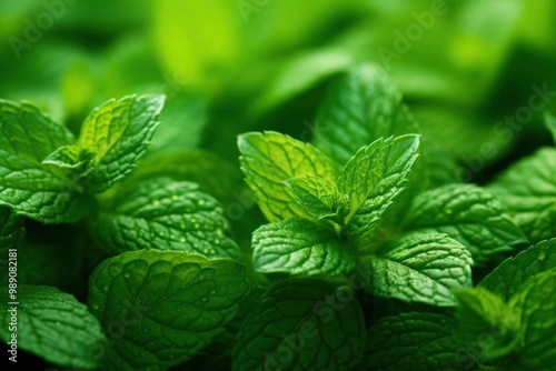 Plant green herbs mint.