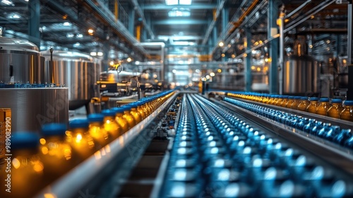 Bottling Line in Industrial Factory