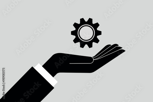 Hand holding a gear, concept of creativity and business.