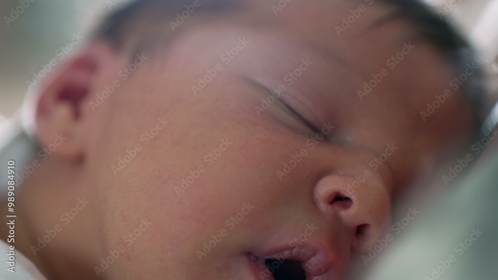 Extreme close-up of newborn’s eye area while sleeping, with soft light creating a dreamy effect, highlighting the delicate and peaceful nature of a baby’s sleep Extreme close-up of newborn’s eye area while sleeping, with soft light creating a dreamy effect, highlighting the delicate and peaceful nature of a baby’s sleep