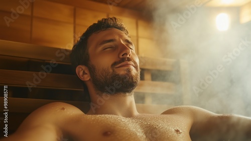 Entspannungsglück in der traditionellen japanischen Sauna zum Stressabbau und für Ihr Wohlbefinden photo