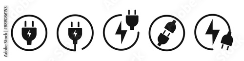 Plug icon set. Electric plug symbol. Vector illustration