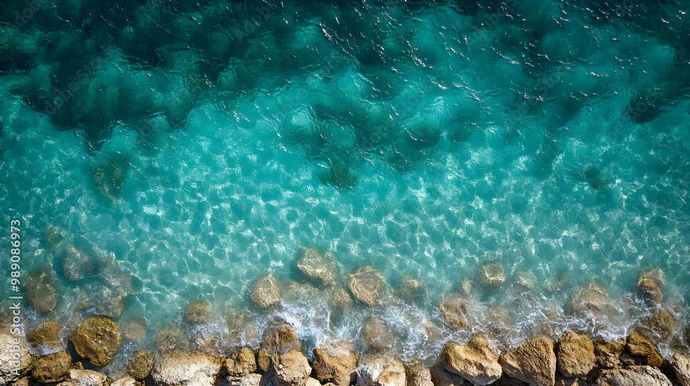 Crystal Clear Ocean Water with Rocks on Shore Crystal Clear Ocean Water with Rocks on Shore