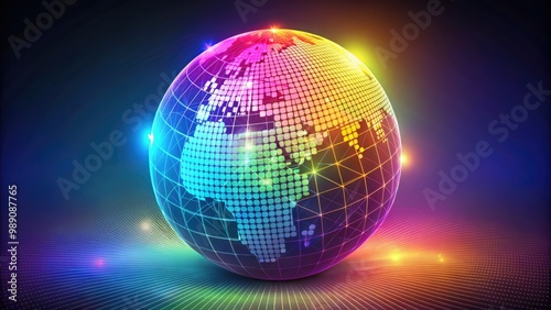 A colorful, stylized globe with a subtle grid pattern, surrounded by a circle, symbolizing a website or online platform's identity and digital presence.