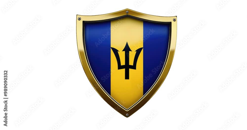 Barbados’s National Flag Encased in a Shield for Heritage and Strength Barbados’s National Flag Encased in a Shield for Heritage and Strength