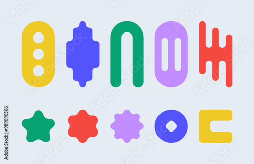 Set of colorful geometric rounded vertical shapes