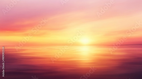 A dynamic horizon with blurred sunset hues, where warm orange and pink tones softly blend into the cool evening sky