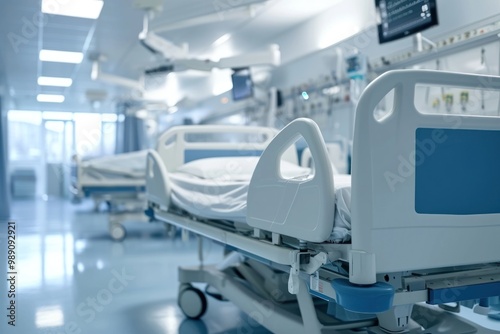 Hospital stretcher medical bed.