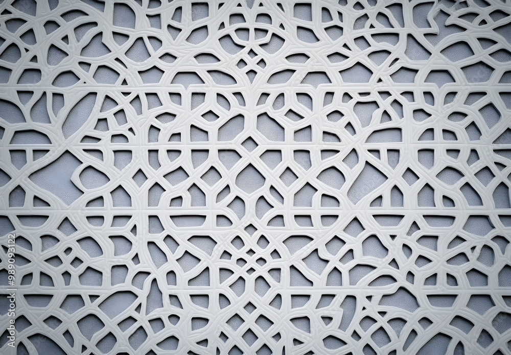 Islamic Geometric Pattern - White on Grey Background