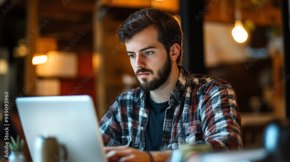 Developer Engaged in a Hackathon Project at Cafe Developer Engaged in a Hackathon Project at Cafe