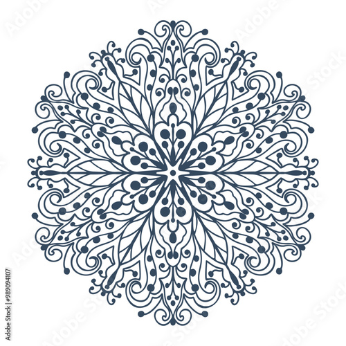 Monochrome mandala isolated on white background. Hand-drawn illustration. Vector.