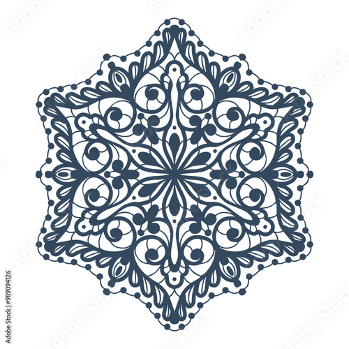 Monochrome mandala isolated on white background. Hand-drawn illustration. Vector.