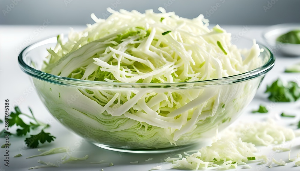 Glass bowl of fresh shredded cabbage isolated on white
Glass bowl of fresh shredded cabbage isolated on white
