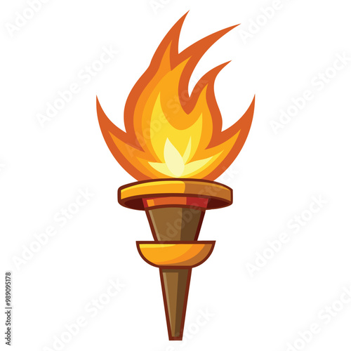 Flaming torch vector illustration on a white background