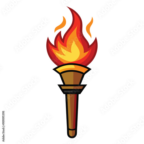 Flaming torch vector illustration on a white background