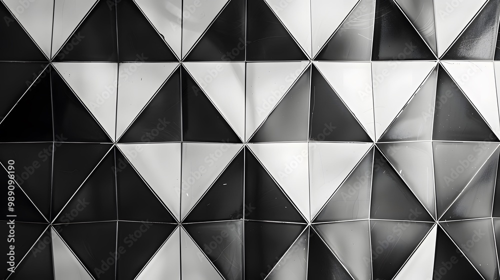 Obraz premium Abstract Black & White Geometric Triangle Pattern