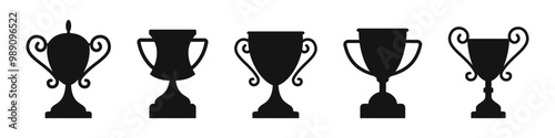 Winner cup icon. Trophy silhouette