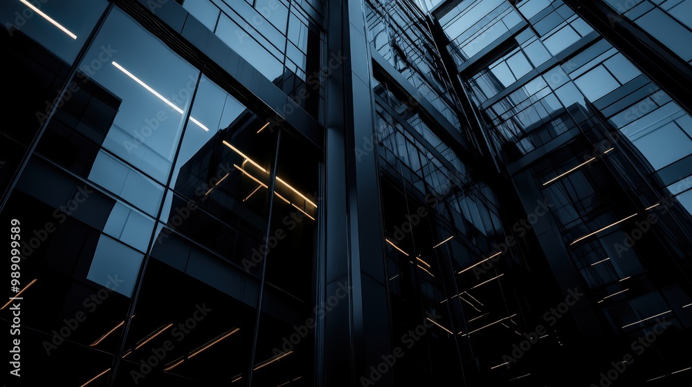 A view from below of a glass skyscraper with intricate reflections, capturing the interconnectedness and complexity of modern architectural designs in an urban setting. A view from below of a glass skyscraper with intricate reflections, capturing the interconnectedness and complexity of modern architectural designs in an urban setting.