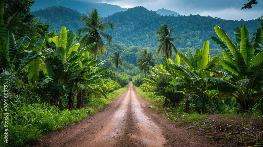 Jungle path with lush foliage. This image is perfect for travel blogs, websites, and social media posts about exploring the tropics. Jungle path with lush foliage. This image is perfect for travel blogs, websites, and social media posts about exploring the tropics.