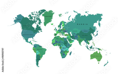 World political map. Flat geographic representation