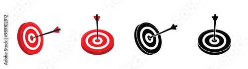 Arrow in target icon. Precision and goal symbol