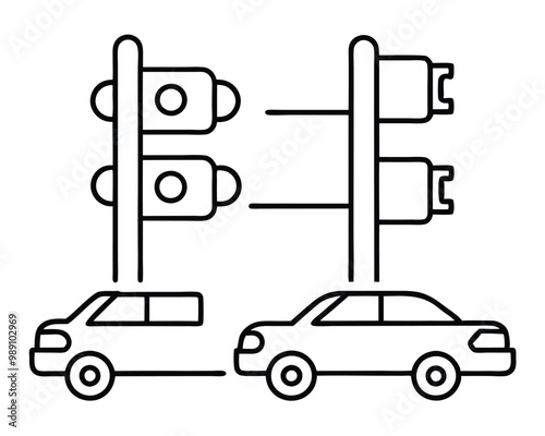 Traffic signal light vector silhouette