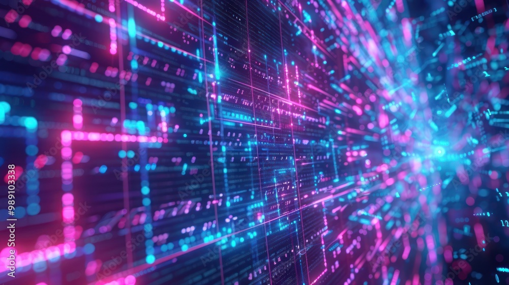 Abstract digital visualization of data streams in vibrant colors. Abstract digital visualization of data streams in vibrant colors.