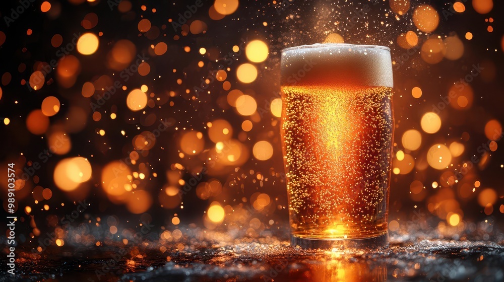 golden beer cascading into frosty glass capturing perfect moment of pour backlit amber liquid and rising bubbles create appetizing refreshing scene golden beer cascading into frosty glass capturing perfect moment of pour backlit amber liquid and rising bubbles create appetizing refreshing scene