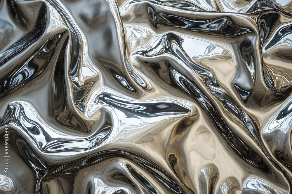 Abstract Wrinkled Metallic Surface with Reflective Properties Abstract Wrinkled Metallic Surface with Reflective Properties