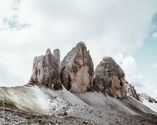 Three Peaks of Tre Cime, Italy in the Dolomites.