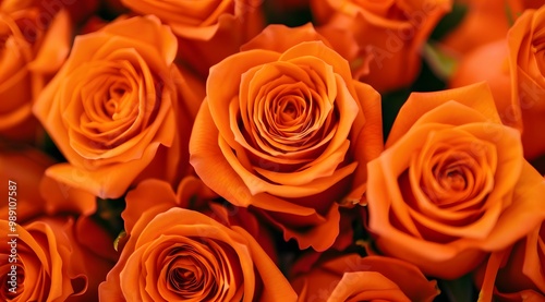 Close Up Orange Rose Bouquet Macro Photography