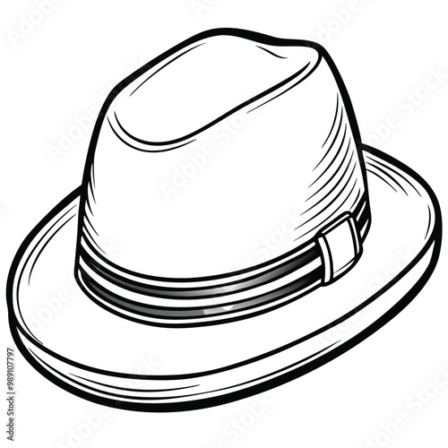 Trilby hat vector line art
