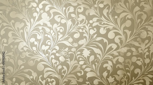 A beautifully detailed intricate design on shimmering silver wallpaper.