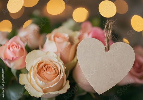 Romantic Roses Bouquet with Heart Tag