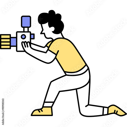 Vector photographer with camera icon on white