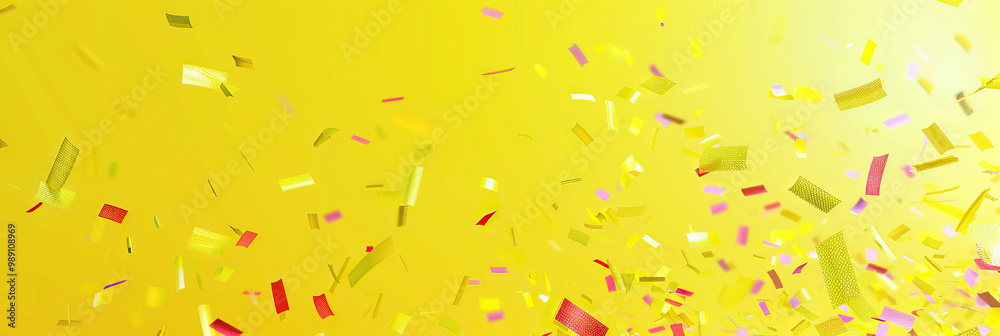 Bright Yellow Game Show Backdrop with Confetti Swirls Bright Yellow Game Show Backdrop with Confetti Swirls