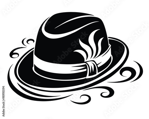 Trilby hat vector silhouette
