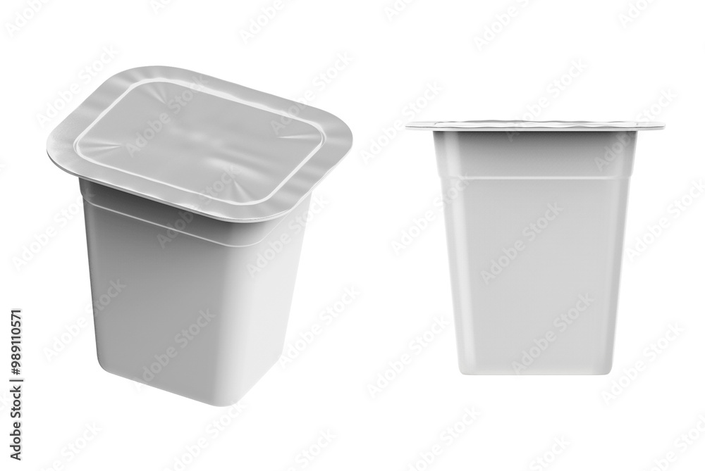 White Plastic Yoghurt Jar With Foil Cover container with foil cap for dessert, yogurt, ice cream, sour cream, snack, butter, margarine or cheese, Mock Up Template 3D rendering 3D illustration White Plastic Yoghurt Jar With Foil Cover container with foil cap for dessert, yogurt, ice cream, sour cream, snack, butter, margarine or cheese, Mock Up Template 3D rendering 3D illustration