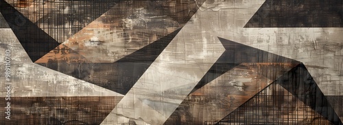 Abstract Geometric Wooden Pattern Rug