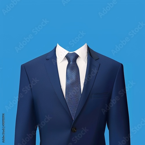Professional Men's Suit ID Photo Template: Elevate Your Image with a Stylish Blue Background