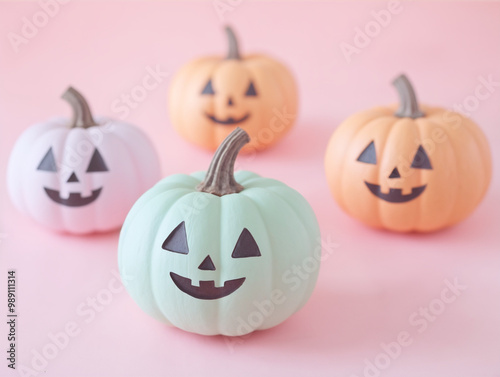 Pastel Pumpkin Faces with Cute Expressions