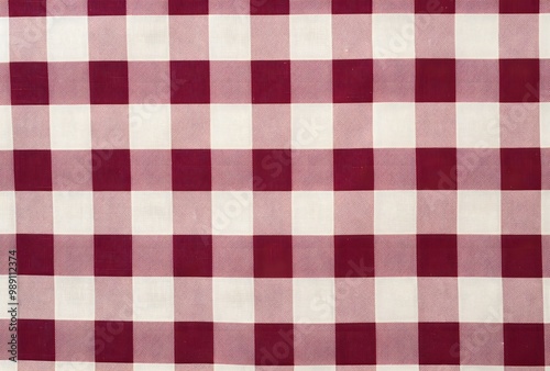 Burgundy and Cream Gingham Fabric Texture