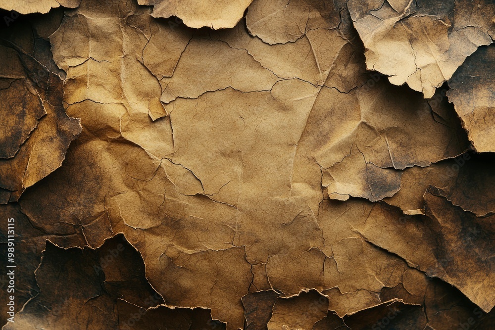Close-up Texture of Cracked and Wrinkled Brown Paper Close-up Texture of Cracked and Wrinkled Brown Paper